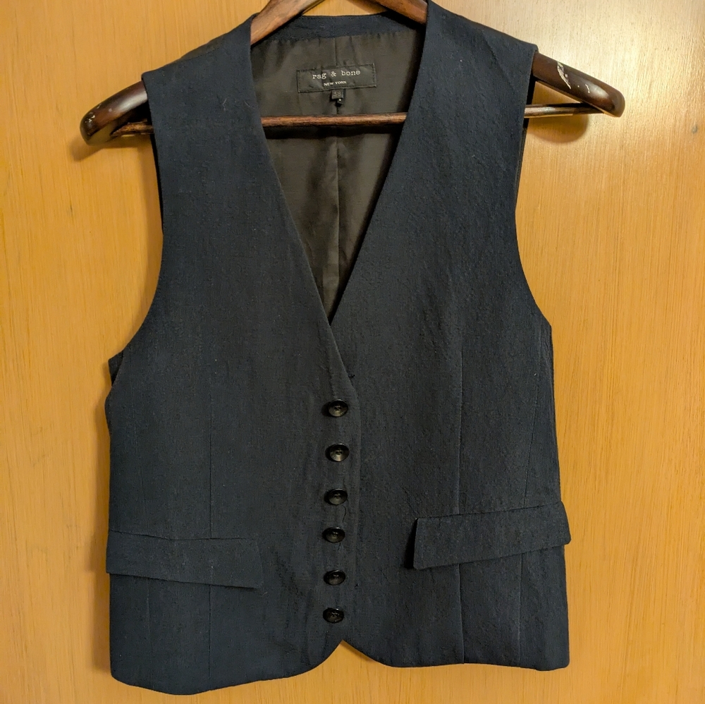 Rag & Bone Men's Navy Blue Waistcoat